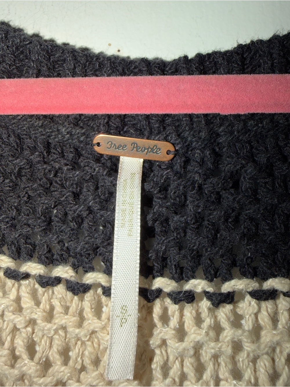 Free People Black & Cream Striped V-Neck Pullover - Picture 2 of 4